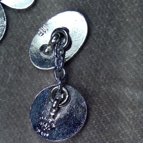 England MP cufflinks black red silver color - Picture 3 of 4